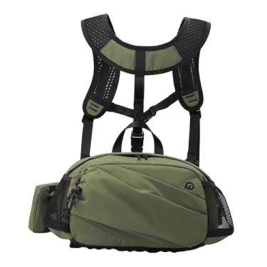Imagem de Dynwave Mochila de peito com arnês, mochila de peito com vários bolsos, prática, à prova d'água, multiuso com tiras refletivas, bolsa para equipamentos de, Verde