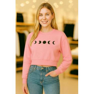 Imagem de Cropped Moletom Fases da Lua Sem Capuz  Look Street & Conforto - Traja