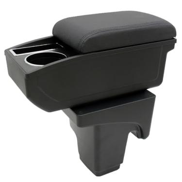 Imagem de Caixa de apoio de braço de carro para Ford Focus 2012-2018 MK3 acessórios automotivos console central descanso de braço de couro espaço de armazenamento de camada dupla com suporte de copo (fio preto)