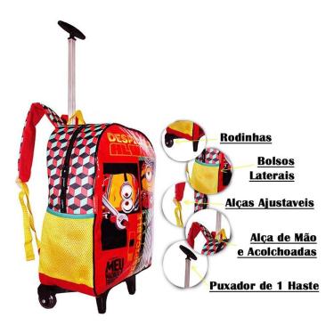 Imagem de Mochila Minions Rodinhas Meu Malvado Favorito Escolar Film G