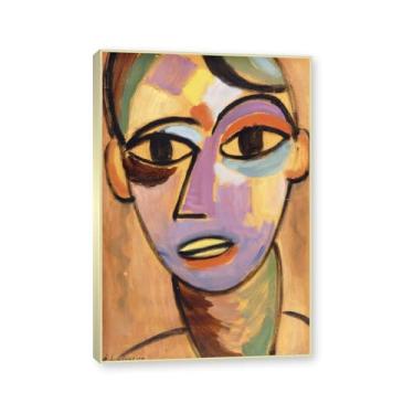 Imagem de NHLDZYH Moldura de champanhe. Impressões de arte Alexej von Jawlensky - Pintura de retrato - (cabeça de uma mulher 14) - Pôster de decoração de parede vintage. 40 x 60 cm - 15,8 x 23,7 pol