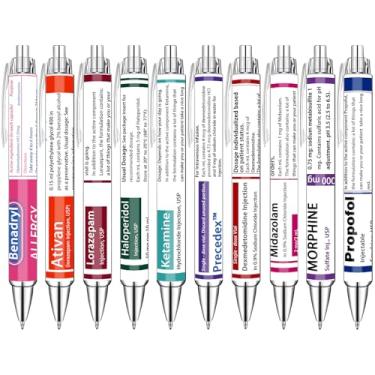 Imagem de Idealmuzik Conjunto de canetas de farmácia – canetas esferográficas divertidas com tema médico para farmacêuticos, enfermeiros, estudantes de farmácia e profissionais de saúde – canetas de escrita