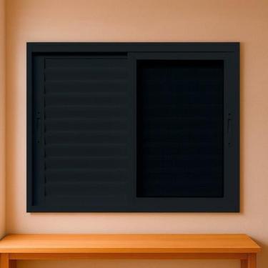 Imagem de Janela Veneziana com Tela Mosquiteira 150x120cm Vidro de Segurança 6cm