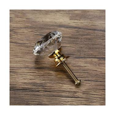 Imagem de Puxador de armário 40 mm maçanetas de porta de armário de cristal puxadores de gaveta de vidro corte diamante liga de zinco com puxadores de parafuso para armários cômoda decoração de casa puxadores