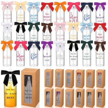 Imagem de Skylety 24 conjuntos de copos de plástico de agradecimento de funcionários com tampas canudo e laço torcido presentes de semana para empregadas domésticas a granel copo reutilizável de 396 g para