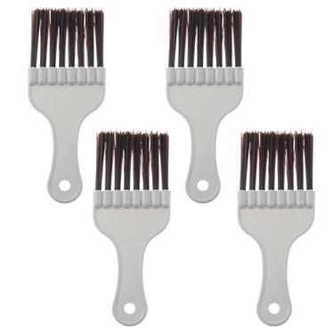 Imagem de Lind Kitchen Escova de limpeza condensadora de ar condicionado de plástico marrom, 4 peças, 17,5 x 7,5 cm, limpador de geladeira, adequado para bobinas de evaporador com aletas