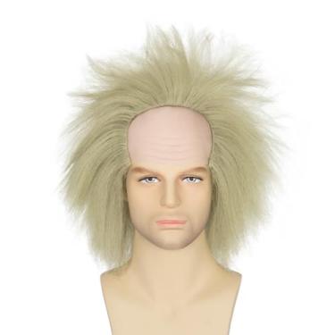 Imagem de Peruca Miss U Hair Man curta verde claro bagunçado com fios pontiagudos careca para fantasia de Halloween