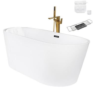 Imagem de Kit Banheira Freestanding Venezza 1.50M C/Misturador Dourado - Smart N