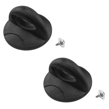 Imagem de E-outstanding 2 peças de tampa de panela portátil 74 x 45 mm puxador de tampa de aço substituição preto tamanho grande para frigideiras e panelas de cozinha
