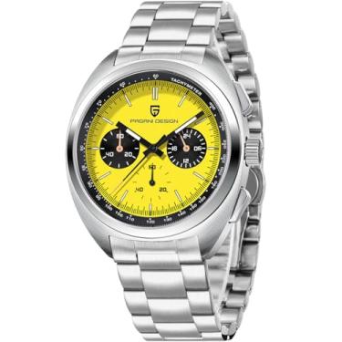 Imagem de LACZ DENTON Pagani Design PD1782 Relógio Cronógrafo Masculino Safira Espelho 10 Bar Impermeável Relógio de Pulso Quartzo Movimento VK63, Amarelo