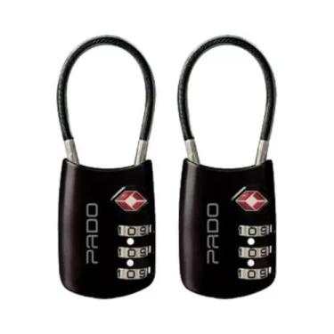 Imagem de Kit 2 Cadeados de Segredo com Haste Flexivel 3 Digitos Cor Preta para Mala, Mochila e Bagagem