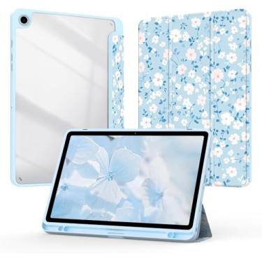 Imagem de Jarviwiin Capa para Samsung Galaxy Tab A9+ Plus 28 cm 2024 (SM-X210/X216/X218), capa traseira fina e leve com três dobras fofa, auto despertar/hibernar, transparente para tablet A9+ Plus 11 polegadas