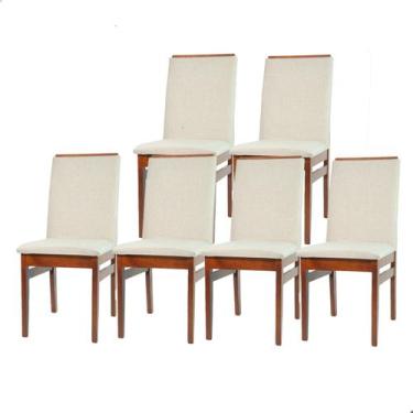 Imagem de Kit 6 Cadeiras de Jantar Conjunto Estofadas Veneza Madeira Maciça Euca