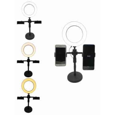 Imagem de Ring Light Mesa 6 Polegadas com 2 Suportes Celular Ajustável - Kinglee