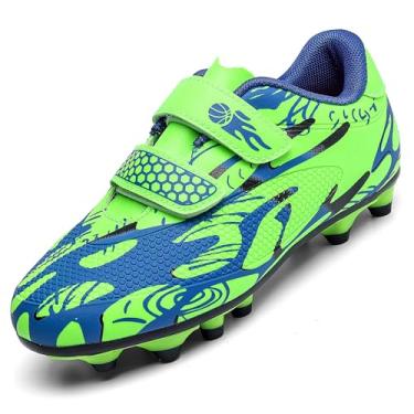 Imagem de ASOCO DREAM Tacos de futebol para meninos e meninas, sapatos de futebol para jovens, profissionais, atléticos, ao ar livre, sapatos de futebol, verde, 33 EU
