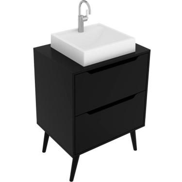 Imagem de Gabinete para Banheiro 60 cm 2 Gavetas com Cuba Robin