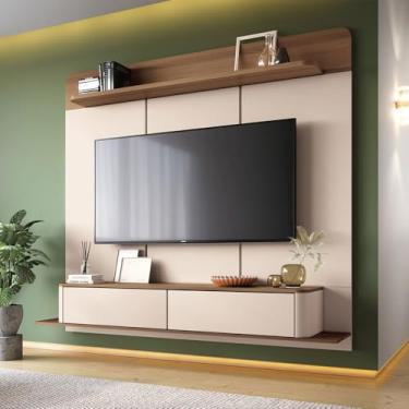 Imagem de Painel Home Suspenso Galax TV até 70" Polegadas Off White/Castanho