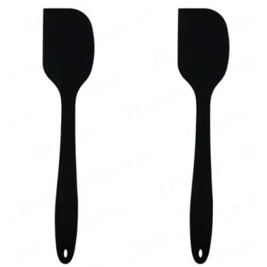 Imagem de Kit 2 Espátulas de Silicone Reta Pão Duro Raspadora Cozinha Preto