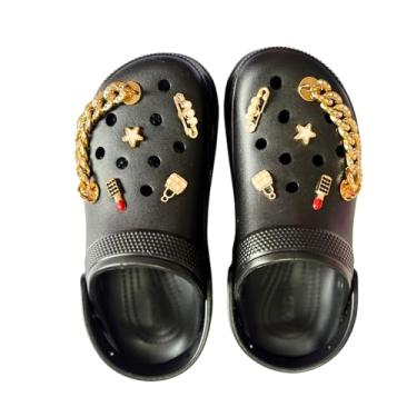 Imagem de Babuche Clog Antiderrapante com Tira Traseira e Pingentes DIY | Leve, Anatômico e Confortável para Uso Diário (BR, Adulto, Faixa Numérico, P, 33, 34)