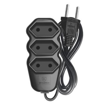 Imagem de Extensão Megatron Fio 2 x 0,75mm 10m Preta 3 Tomadas