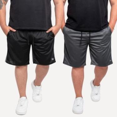 Imagem de Kit 2 Bermuda Helanca Esporte Faixa Lateral Academia Casual-Masculino