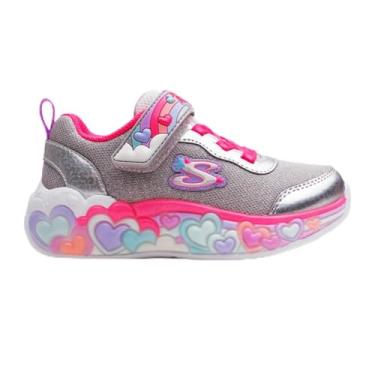 Imagem de Tênis Skechers Eternal Heart Lights Infantil (Prata/Rosa, BR, Criança de 9 a 12 anos, Numérico, 25)