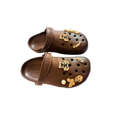 Imagem de Babuche Unissex EVA, Antiderrapante, Plataforma 5cm, Lavável, com Pingentes Decorativos Removíveis, Bege (CAFE/MARROM, BR, Adulto, Faixa Numérico, XXXP, 33, 40)