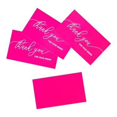 Imagem de ARBEIT Obrigado por seus cartões de pedido design minimalista rosa 3,5x2 para embalagem de pequenas empresas pacote de notas de 100