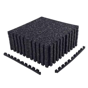 Imagem de FAHKNS Tapete de ginástica, tapetes extragrossos para equipamentos de exercício de 12 peças, 12 peças de azulejos de borracha de 48 metros quadrados, antiderrapante, tapete de exercícios de espuma EVA