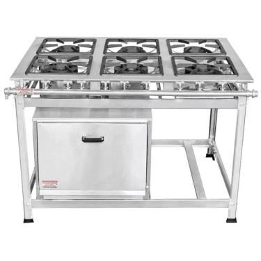 Imagem de Fogão Industrial 6 Bocas 40x40 em Aço Inox com Forno Leona