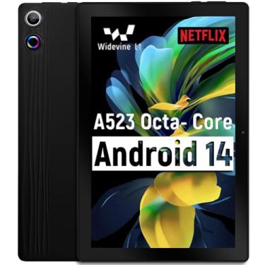 Imagem de Tablet 10 polegadas Android 14, Octa-Core, 10GB RAM 64GB ROM 1TB expansível, Widevine L1, 1280 x 800 IPS Touchscreen, BT 5.4, câmera dupla com flash (preto)
