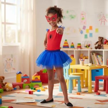 Imagem de Fantasia Spider Girl Vingadores Infantil Com Máscara Tamanho: G - 9 a 12 Anos