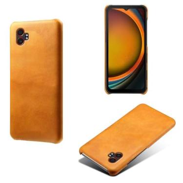 Imagem de Capa para Samsung Galaxy Xcover 7 Pro,Proteção contra quedas,Casca de volta de cor sólida simples,Design de couro de imitação de plástico-Orange