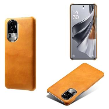 Imagem de Capa para OPPO Reno 10,Proteção contra quedas,Casca de volta de cor sólida simples,Design de couro de imitação de plástico-Orange