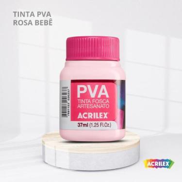 Imagem de Tinta pva fosca para artesanato com 37ml cor rosa bebe - ACRILEX