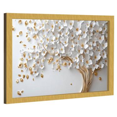 Imagem de Quadro Decorativo Árvore Elegante Folhas Brancas