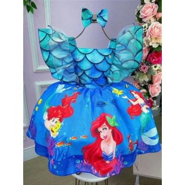 Imagem de Vestido Temático Ariel - A Pequena Sereia para Crianças - Fabuloso Ate