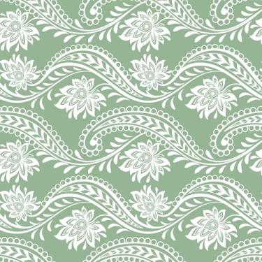 Imagem de VaryFloral Papel de parede floral boho verde descasque e cole Paisley étnico Ikat papel de parede floral ramos decorativos papel de contato de flores para armário de quarto autoadesivo cobertura de