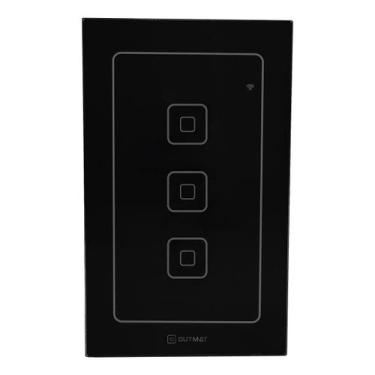 Imagem de Interruptor Inteligente Outmat Touch Wi-Fi 4X2 3 Bot. Preto, Único, Si
