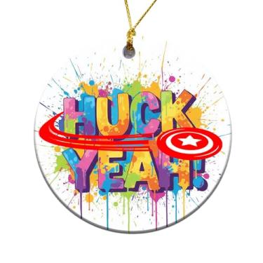 Imagem de MEDROC Enfeites de Natal Ultimate Frisbee – Cerâmica redonda de 7,6 cm, ornamentos definitivos para jogadores de frisbee para homens e mulheres, decorações de árvore de Natal para temporada de férias