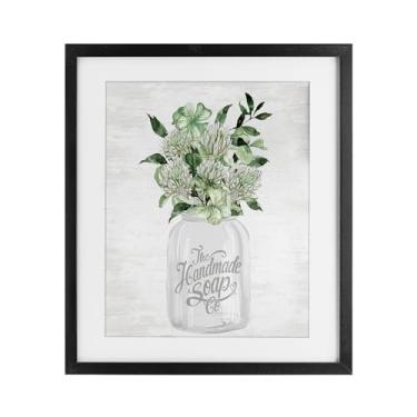 Imagem de Stupell Industries Impressão emoldurada preta de sabão artesanal Spring Botanicals, design por Lettered and Lined, 40 x 33 cm