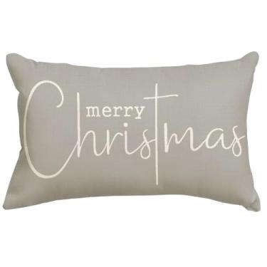 Imagem de RABUSOFA Capas de almofada de Natal 30,5 x 50,8 cm, decorações decorativas de inverno, capas de almofada lombar de Natal para casa, sofá, sala de estar, cinza