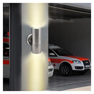 Imagem de PSMTNNBB Lâmpada de parede, luz de parede externa à prova d'água IP54 LED Spot Lights jardim estacionamento sensor de movimento inoxidável luminária de parede de aço, decorações de parede