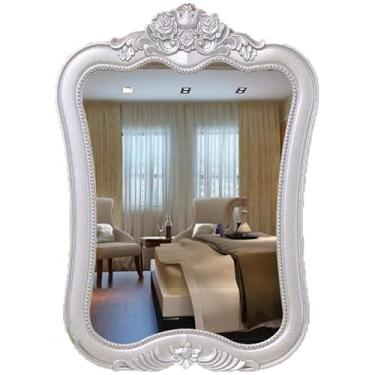 Imagem de Espelho cosmético espelho de maquiagem europeu para pendurar na parede espelho de banheiro mesa de vestir beleza espelho de maquiagem espelho de parede quarto casa espelhos de vaidade montados na