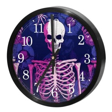 Imagem de LILINWAN Relógio de parede 24 cm sem tique-taque silencioso operado por bateria relógio de parede redondo moderno estilo simples decoração relógio para escritório/escola/quarto/sala de estar