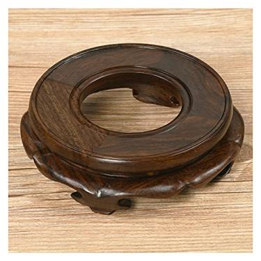 Imagem de Vaso de plantas de jardim, base de vaso de madeira, base redonda esculpida, ornamentos esféricos, base, cabaça, bonsai, aquário, arco, ornamentos, suporte de madeira, suporte de exibição de plantas de