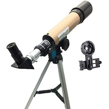 Imagem de Telescópio telescópio para adultos, abertura de 50 mm, 360 mm, telescópio refrator astronômico, lente prisma, telescópio para astronomia, com adaptador de telefone e tripé para observação