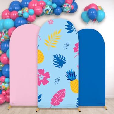 Imagem de 3 capas de pano de fundo arqueado, faixas de fundo do Havaí, capas de fundo de arco tropical, tema de criaturas alienígenas, decorações de festa de aniversário, capas de tecido para crianças, férias