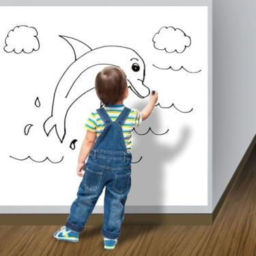 Imagem de Adesivo de Parede Quadro Branco com Marcador, Lousa Vinil, Para Escrever E Apagar, Adesivo De Parede Infantil, Escolar, Escritório, Reutilizável, Lavável, 2m x 45cm