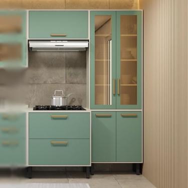 Imagem de Cozinha Compacta 3 Peças 1 Gavetão Bossa Nova Bertolini - Verde/branco Verde/branco